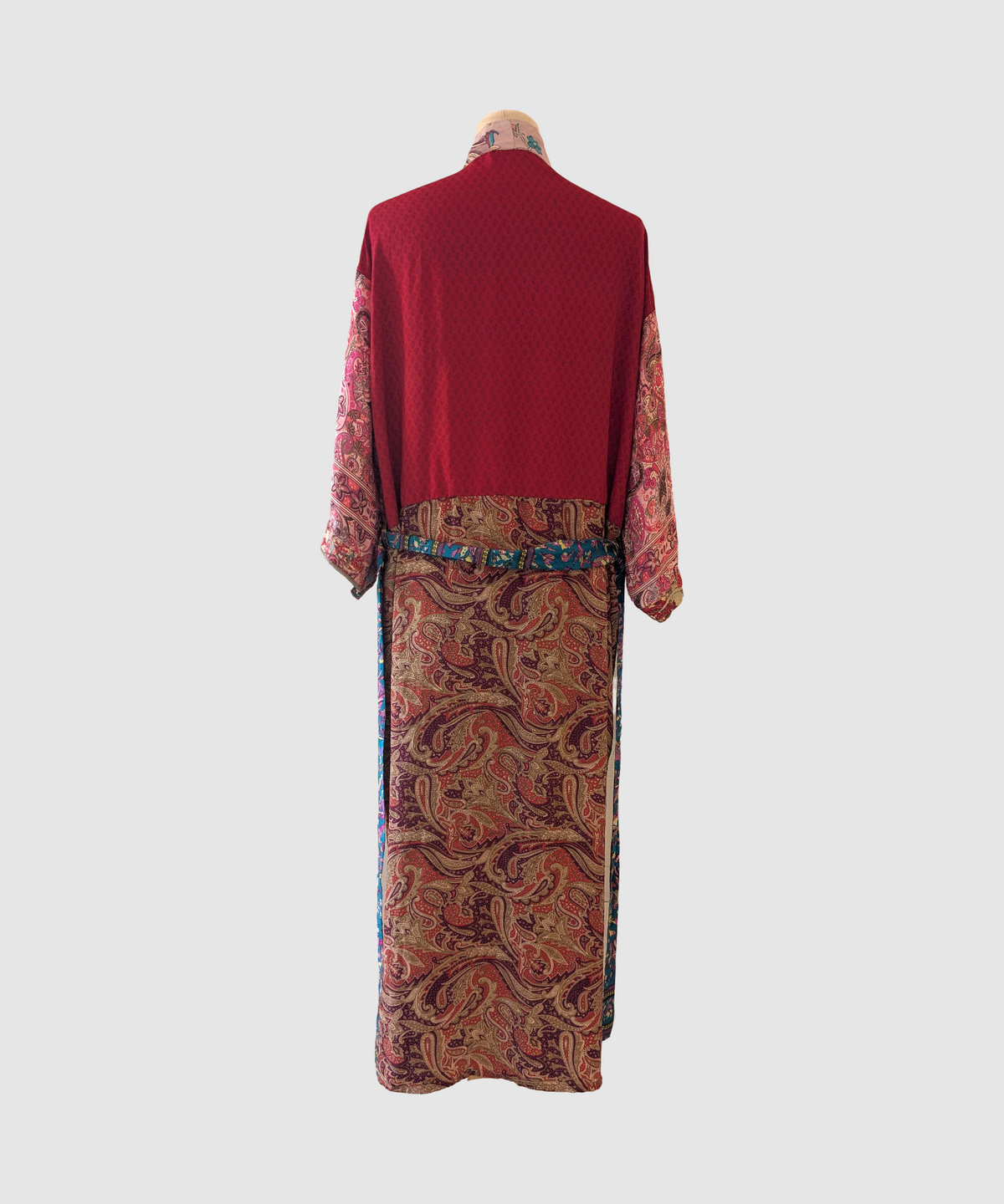 Lang silke kimono håndlavet i Indien - Hiana