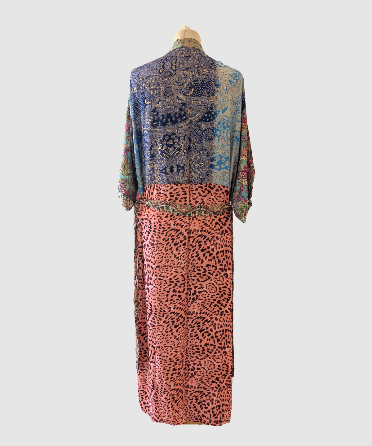 Lang silke kimono håndlavet i Indien - Li