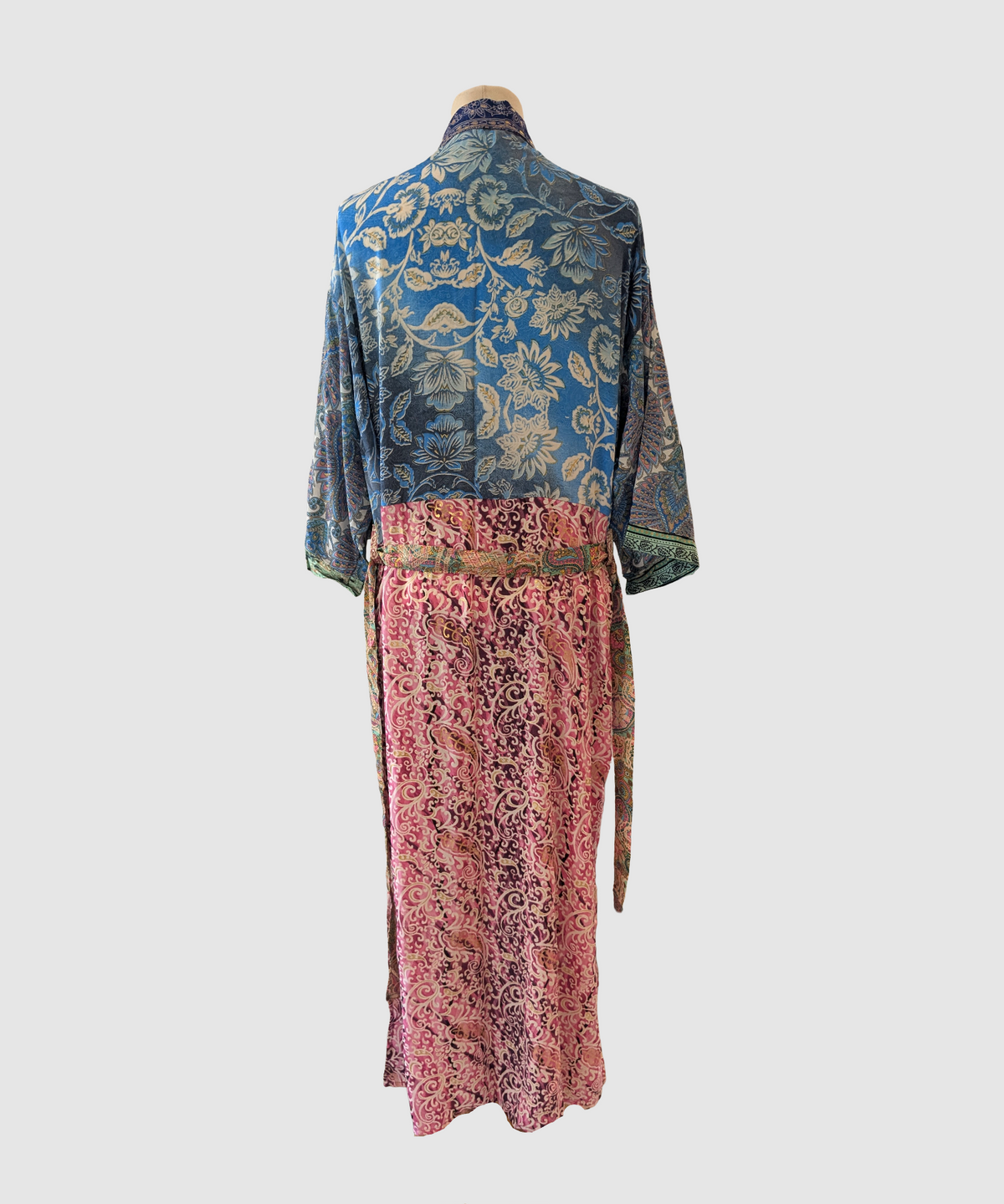 Lang silke kimono håndlavet i Indien - Tao