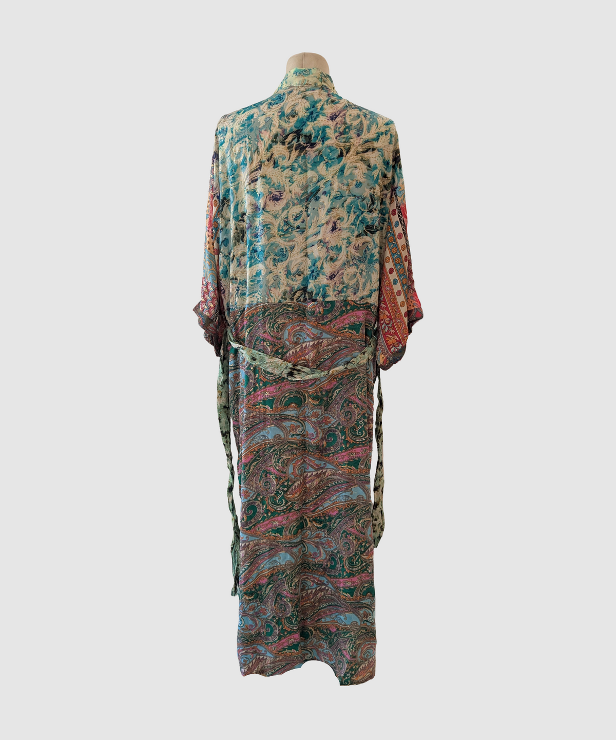 Lang silke kimono håndlavet i Indien - Ming