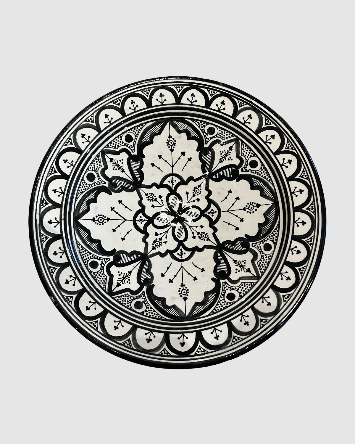 Håndlavet serveringsfad fra Marokko - 42 cm sort