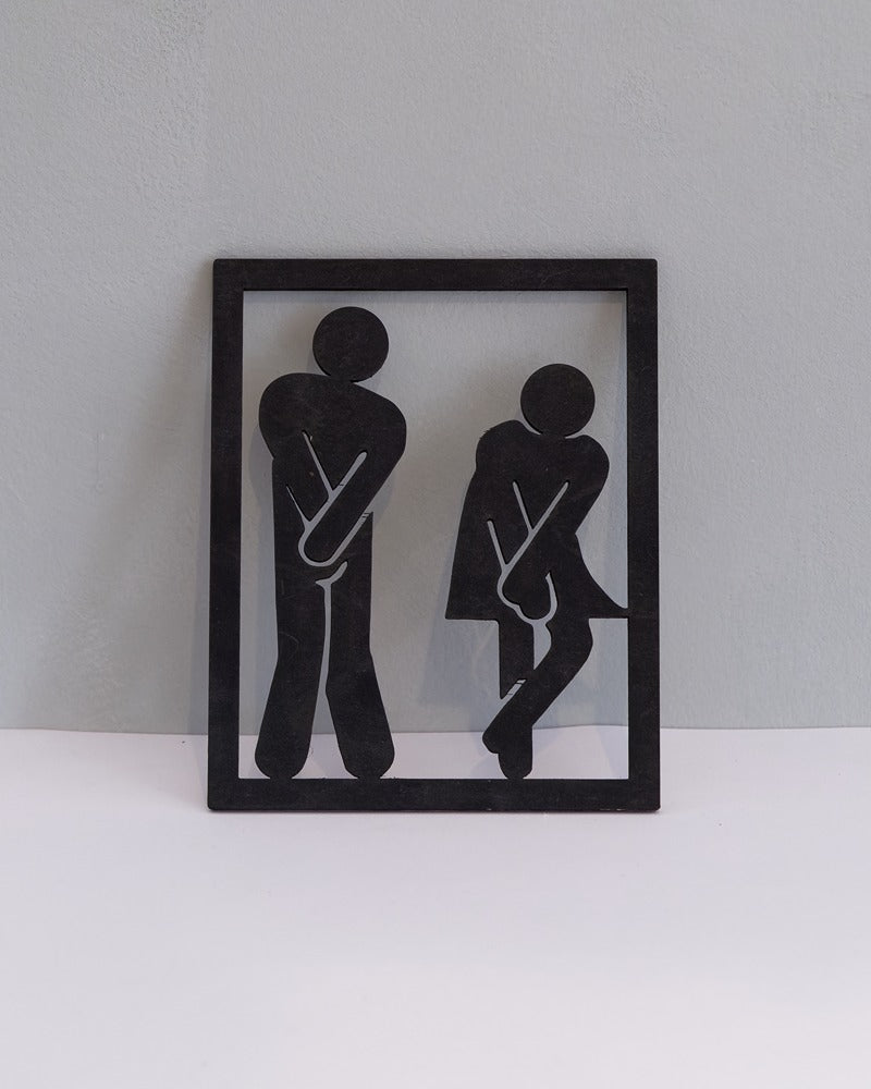 WC skilt af genanvendt træ