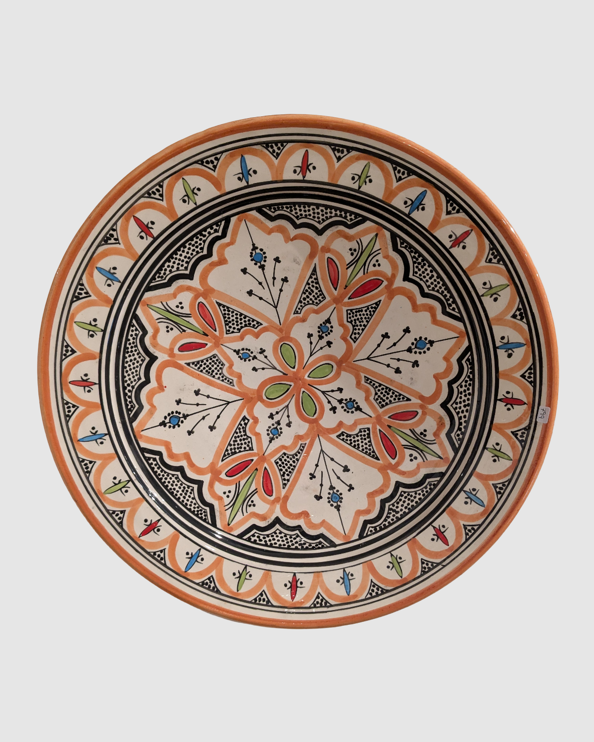 Håndlavet serveringsfad fra Marokko - 42 cm orange