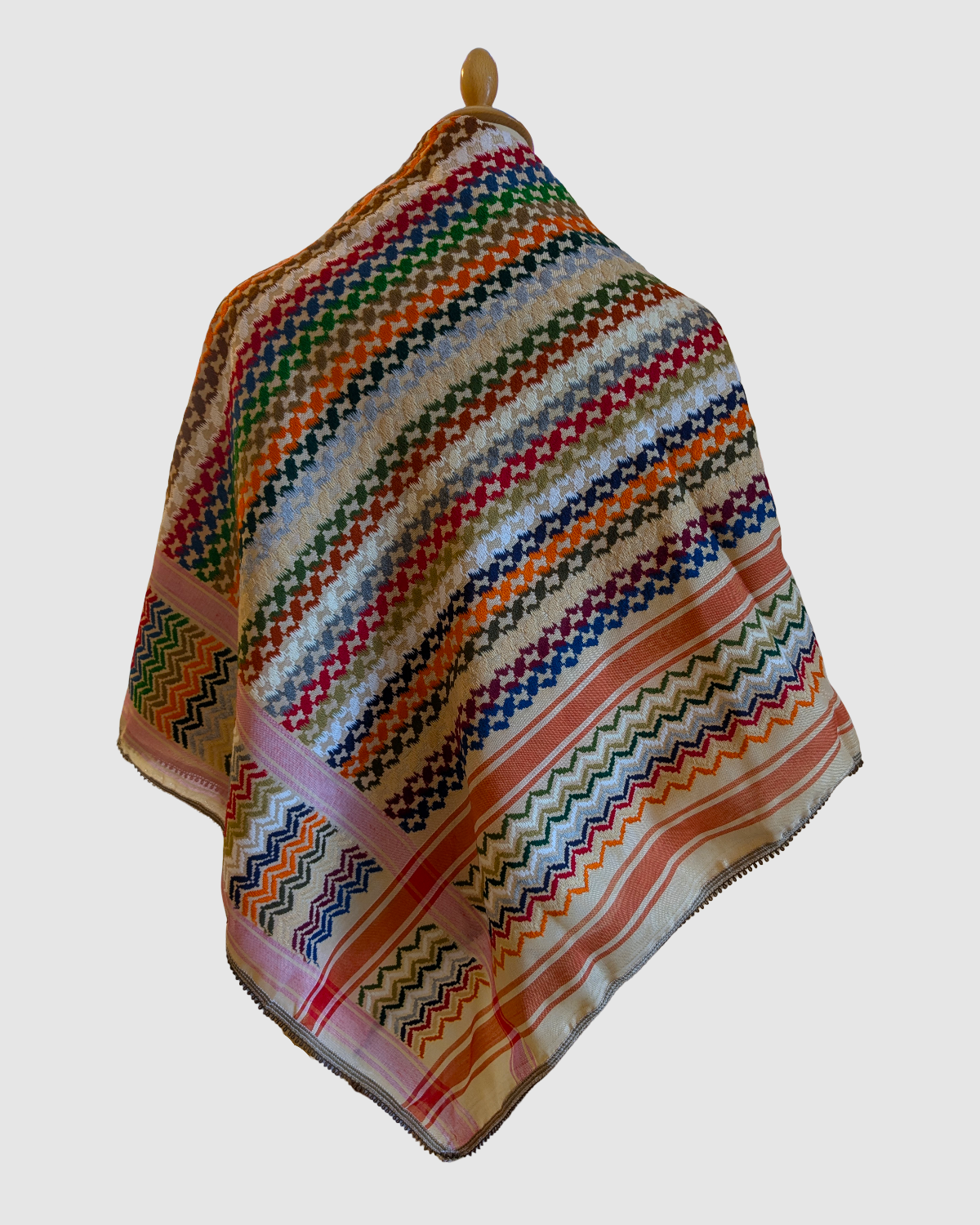 Beige/multifarvet Palæstinensisk kufiya tørklæde – autentisk fra Amman