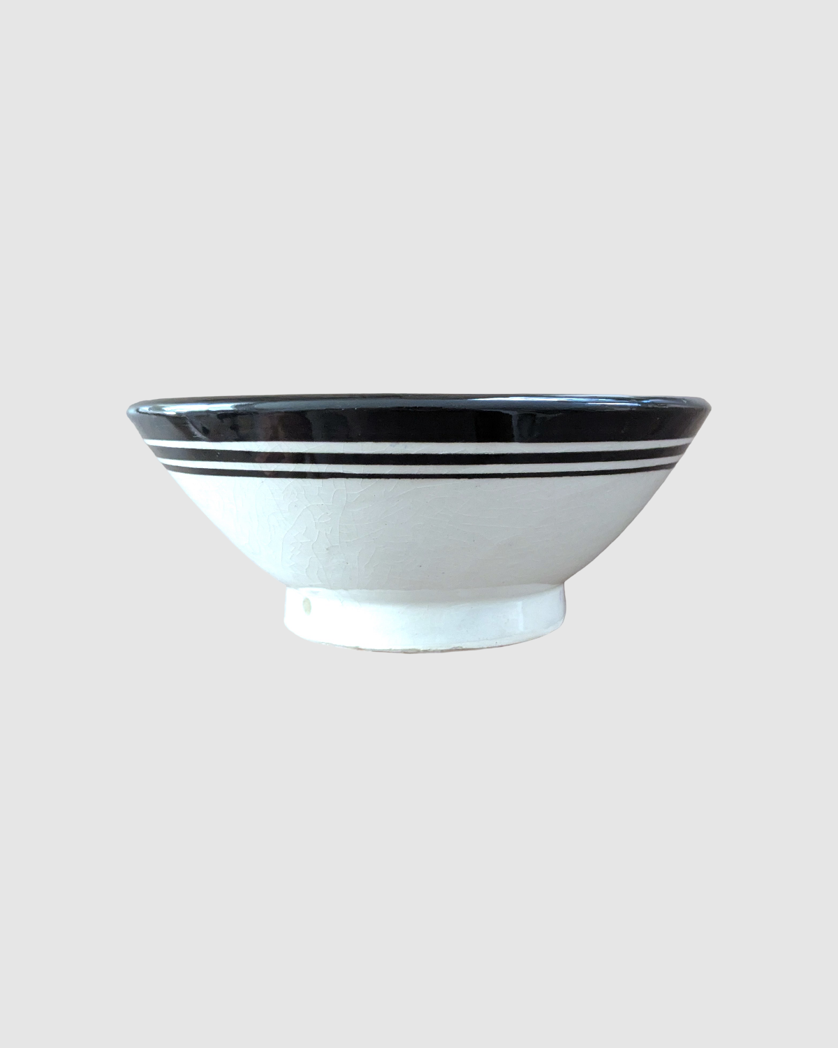 Håndlavet suppe skål fra Marokko - 15 cm. Sort-hvid blad