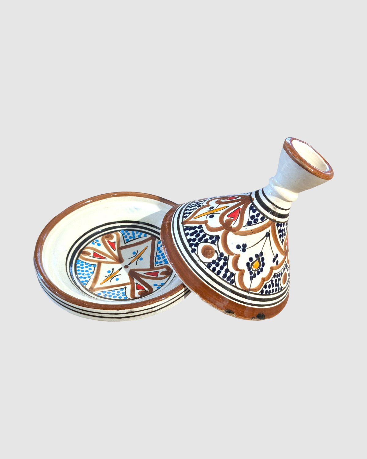 Håndlavet tagine - 16 cm. Brun/sort