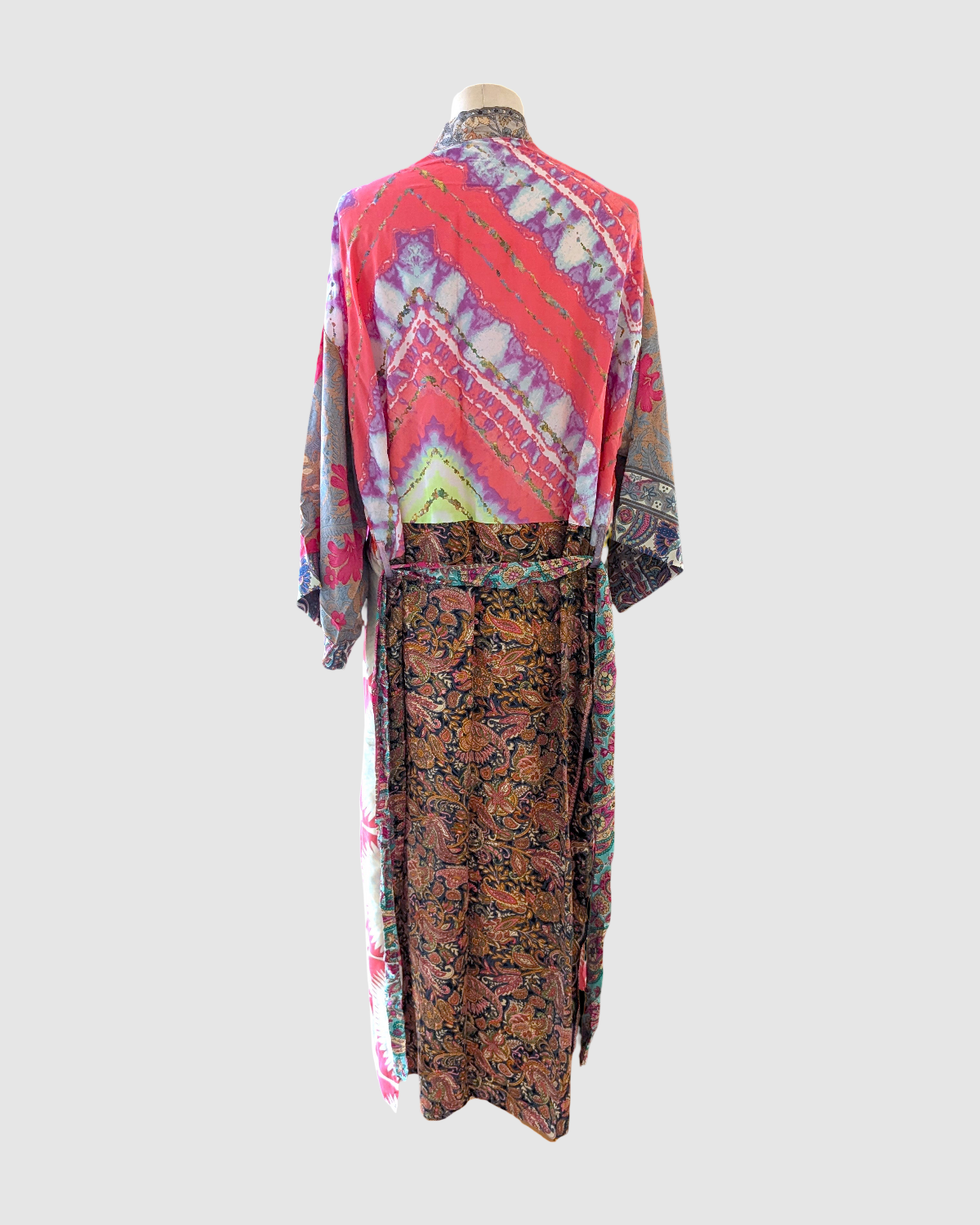 Lang silke kimono håndlavet i Indien - Ivy