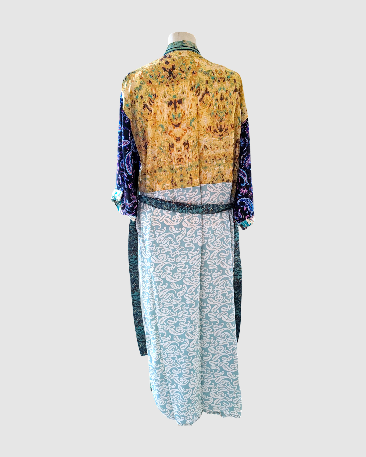 Lang silke kimono håndlavet i Indien - Billie