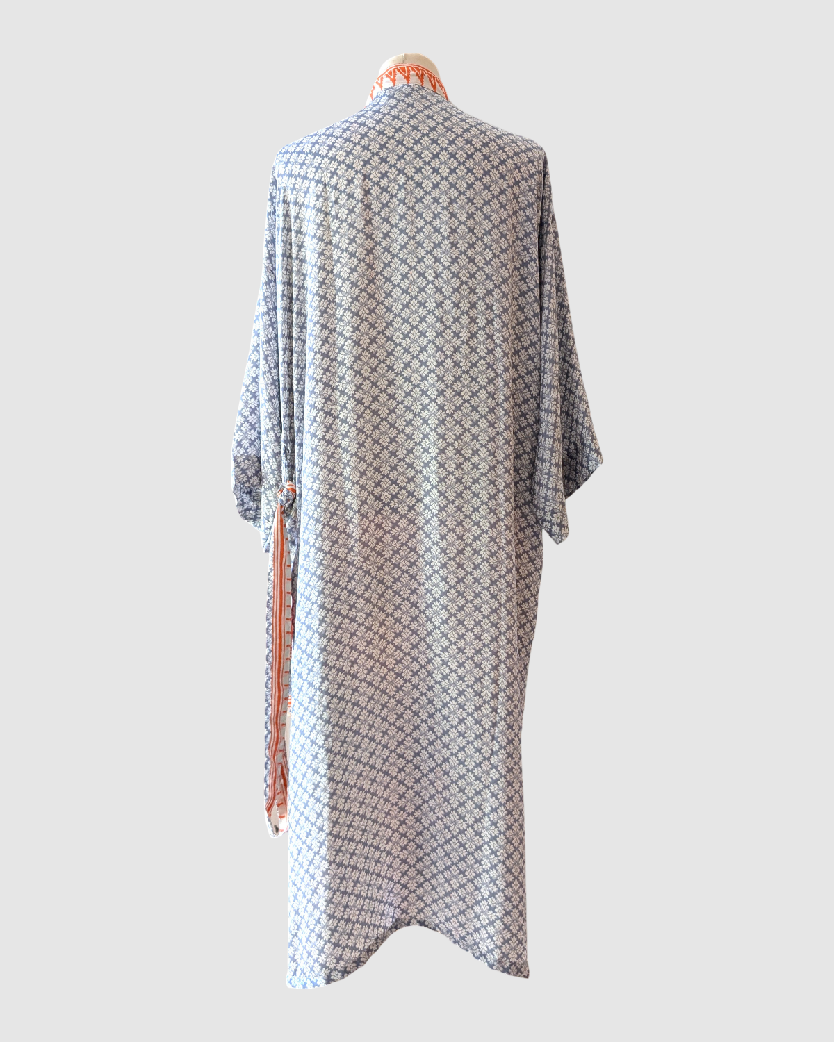 Midi silke kimono håndlavet i Indien - Rio