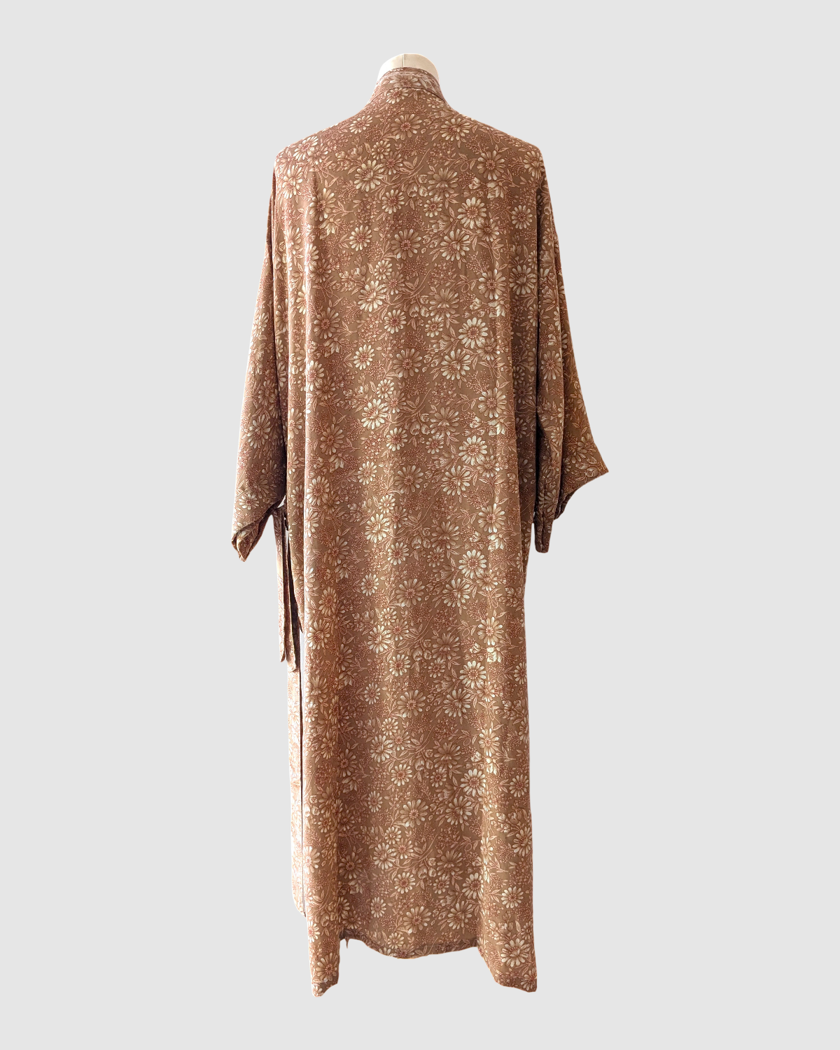 Midi silke kimono håndlavet i Indien - Lærke