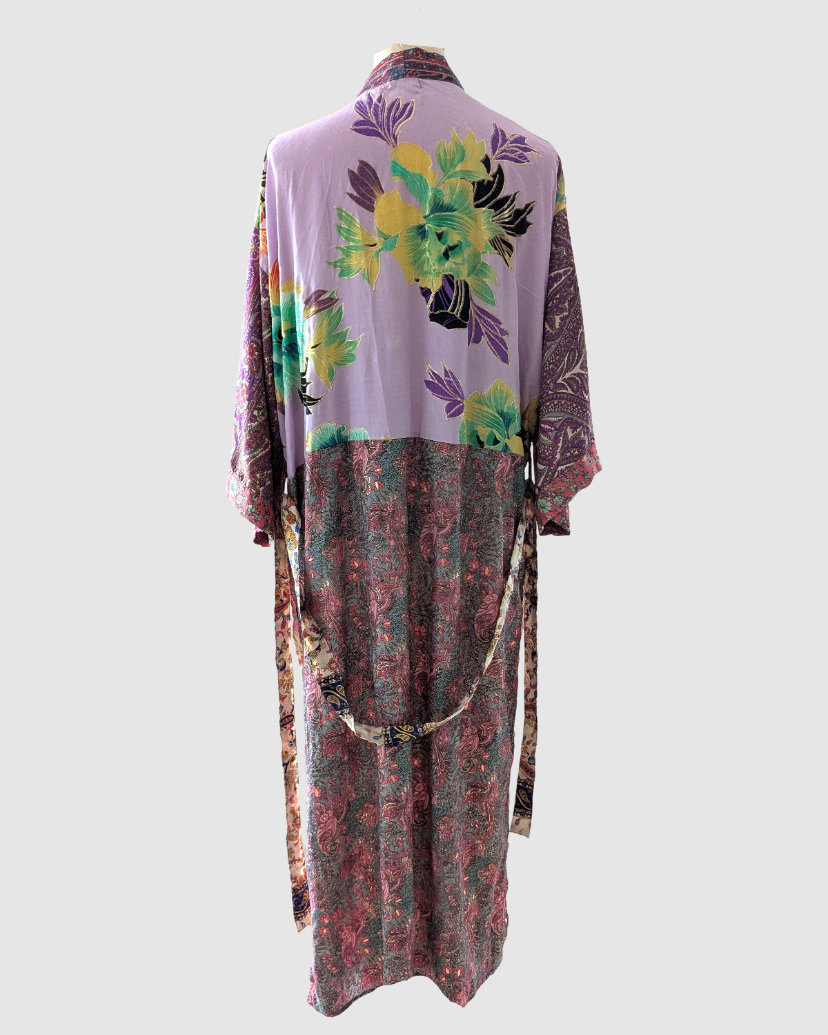 Lang silke kimono håndlavet i Indien - Ori