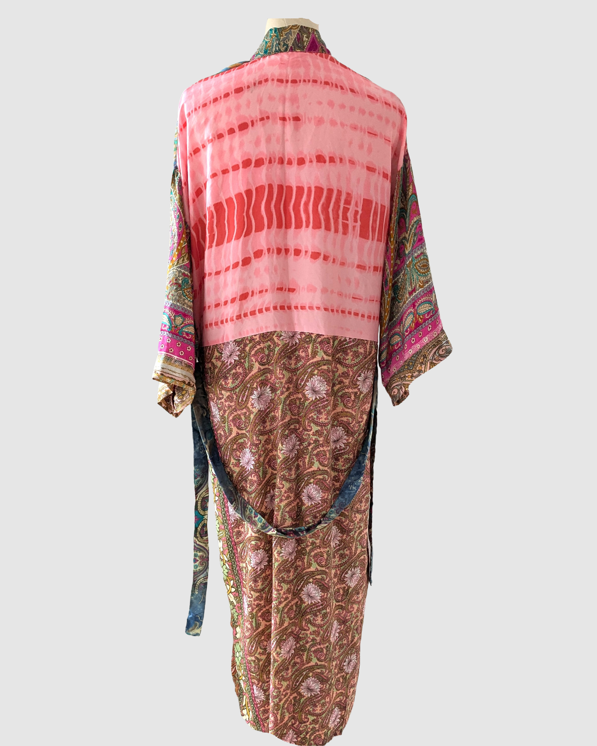 Lang silke kimono håndlavet i Indien - Marion