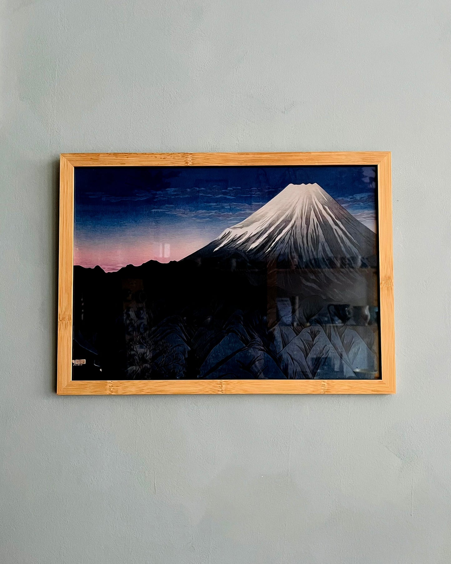 VINTAGE JAPANSK MIDNIGHT VIEW OF MT. FUJI