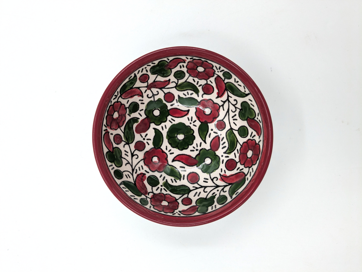 Skål 9 cm - bordeaux/grøn