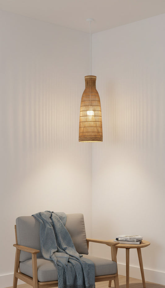 Loftlampe af bambus fibre