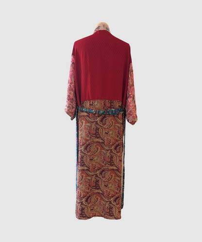 Lang silke kimono håndlavet i Indien - Hiana