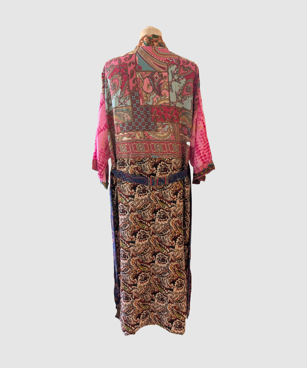 Lang silke kimono håndlavet i Indien - Sura