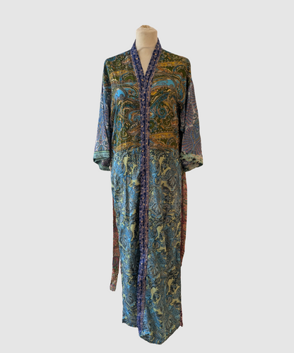Lang silke kimono håndlavet i Indien - Tao
