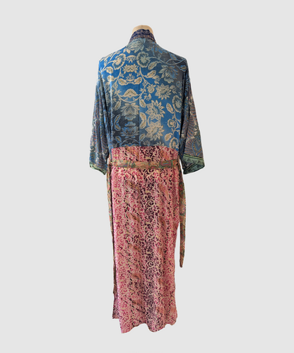 Lang silke kimono håndlavet i Indien - Tao