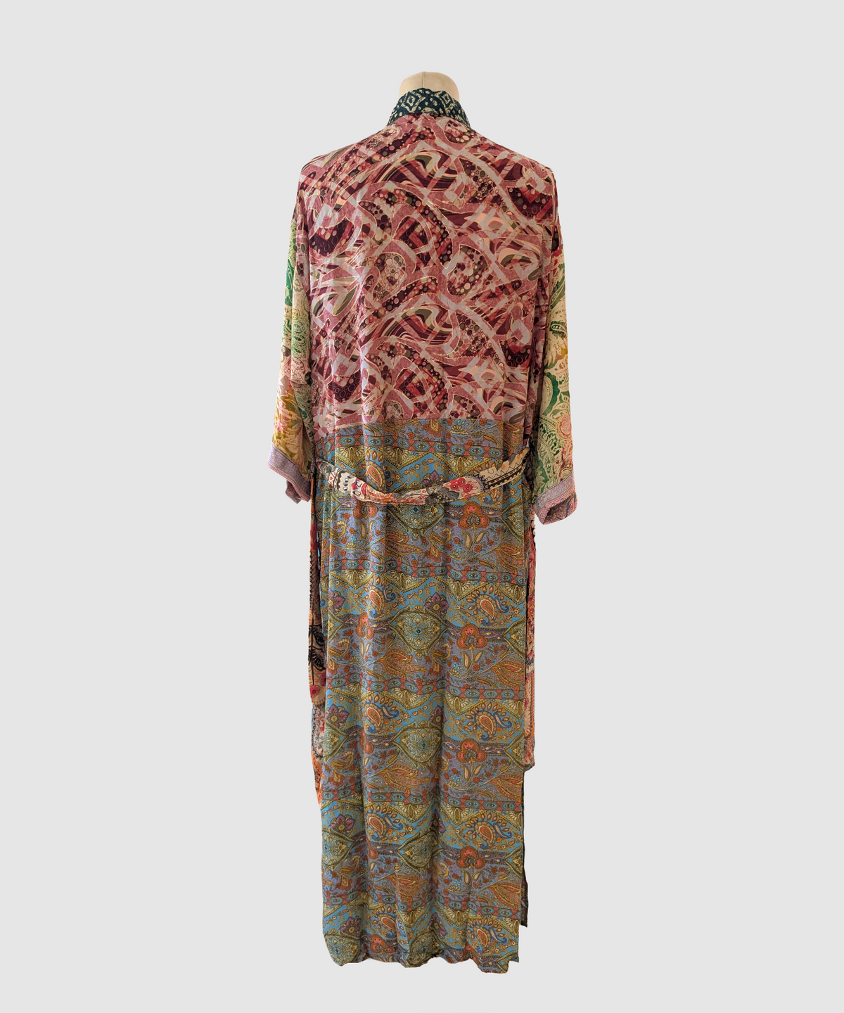 Lang silke kimono håndlavet i Indien - Xin