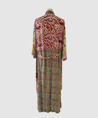 Lang silke kimono håndlavet i Indien - Xin