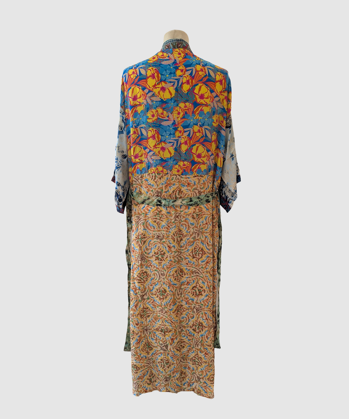Lang silke kimono håndlavet i Indien - Tian