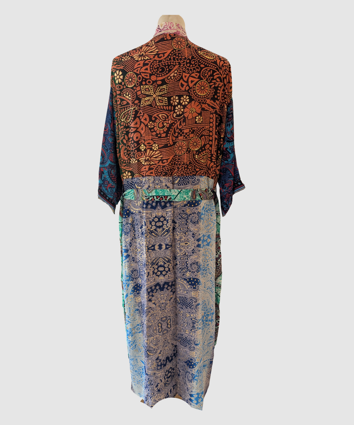 Lang silke kimono håndlavet i Indien - Maia
