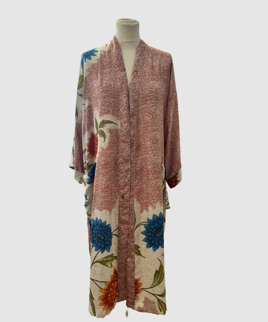 Midi silkekimono i 100 % Mulberry silke – 2. sortering (3)
