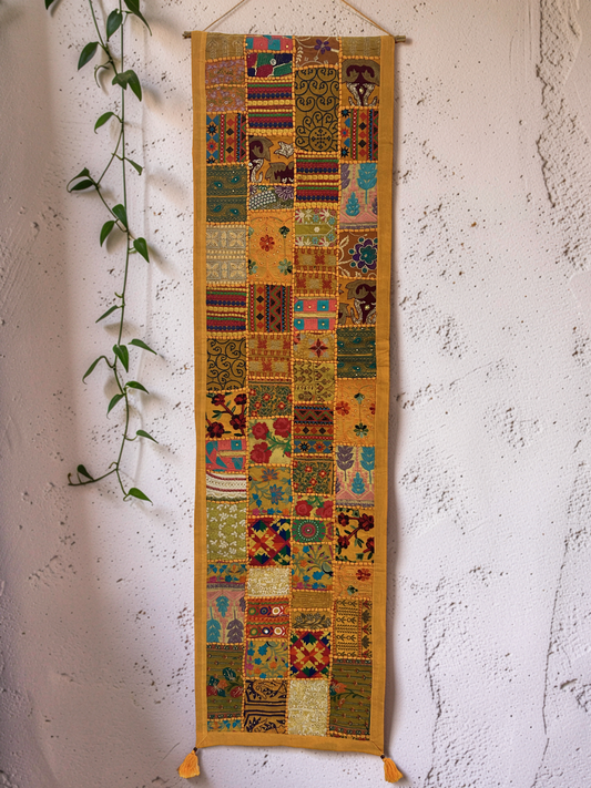 Vintage Sari – Vægophæng - Solgul