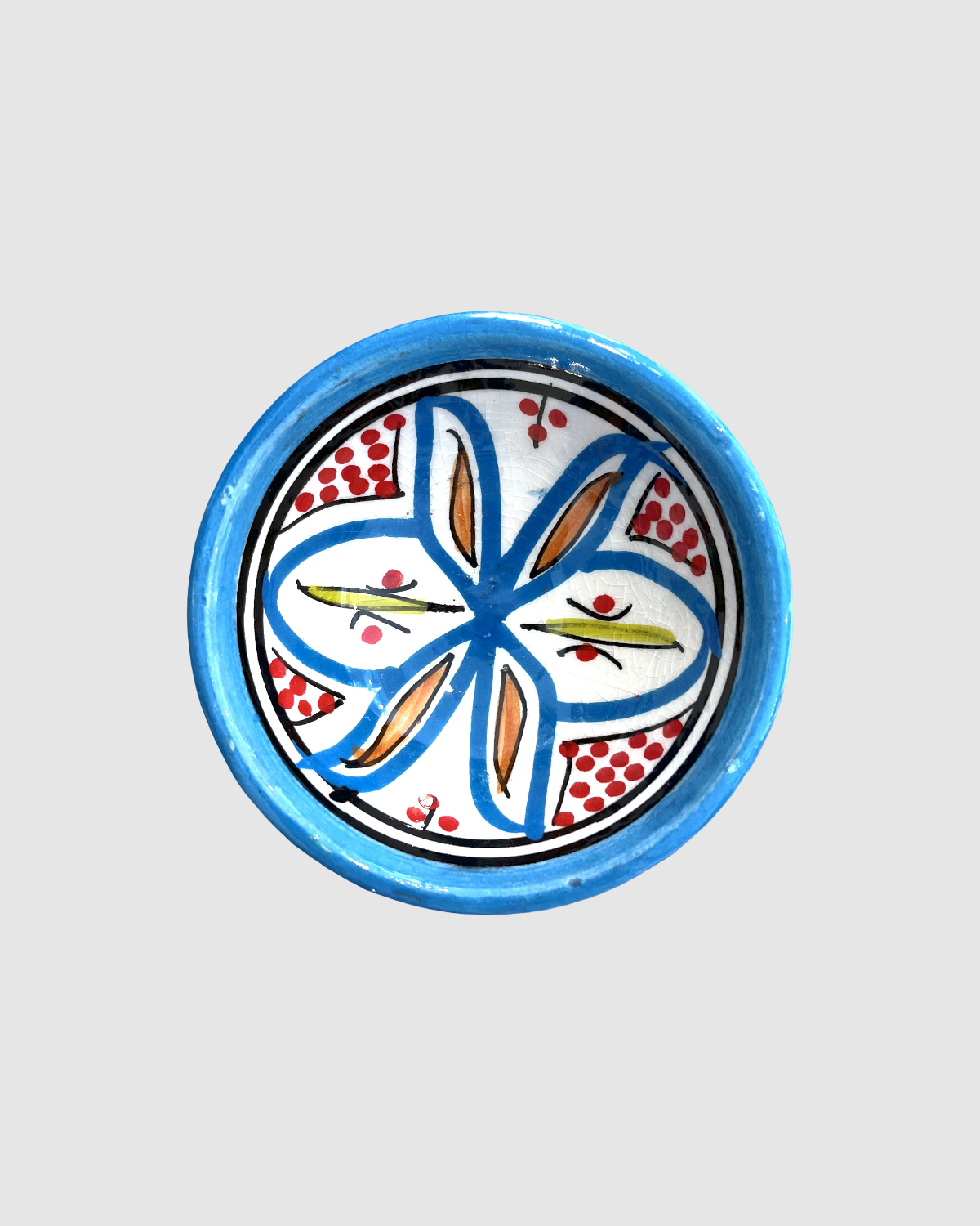Håndlavet nøddeskål fra Marokko - 9 cm. Blå oval