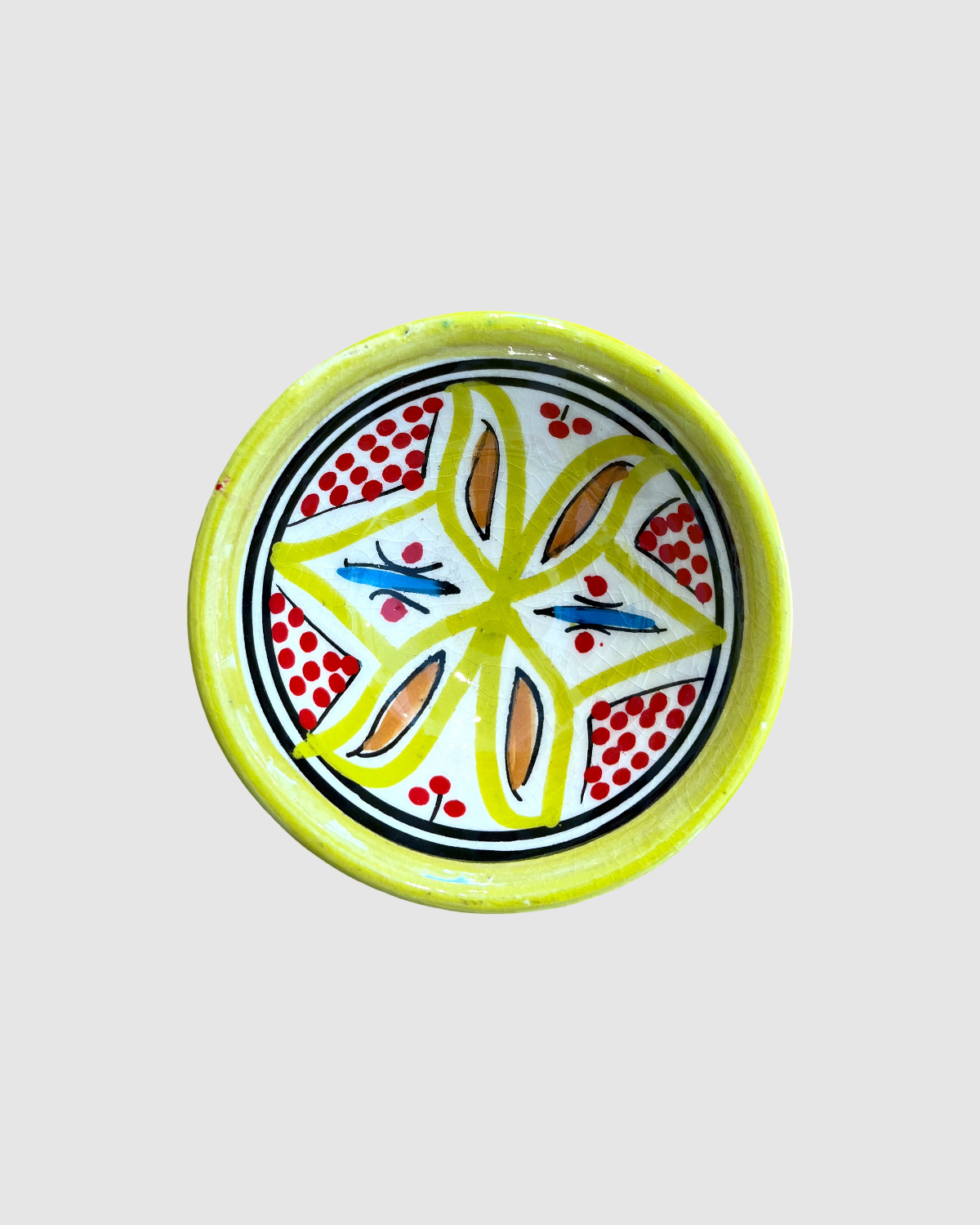 Håndlavet nøddeskål fra Marokko - 9 cm. Gul