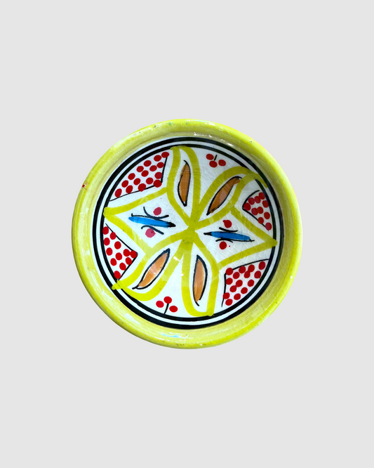 Håndlavet nøddeskål fra Marokko - 9 cm. Gul