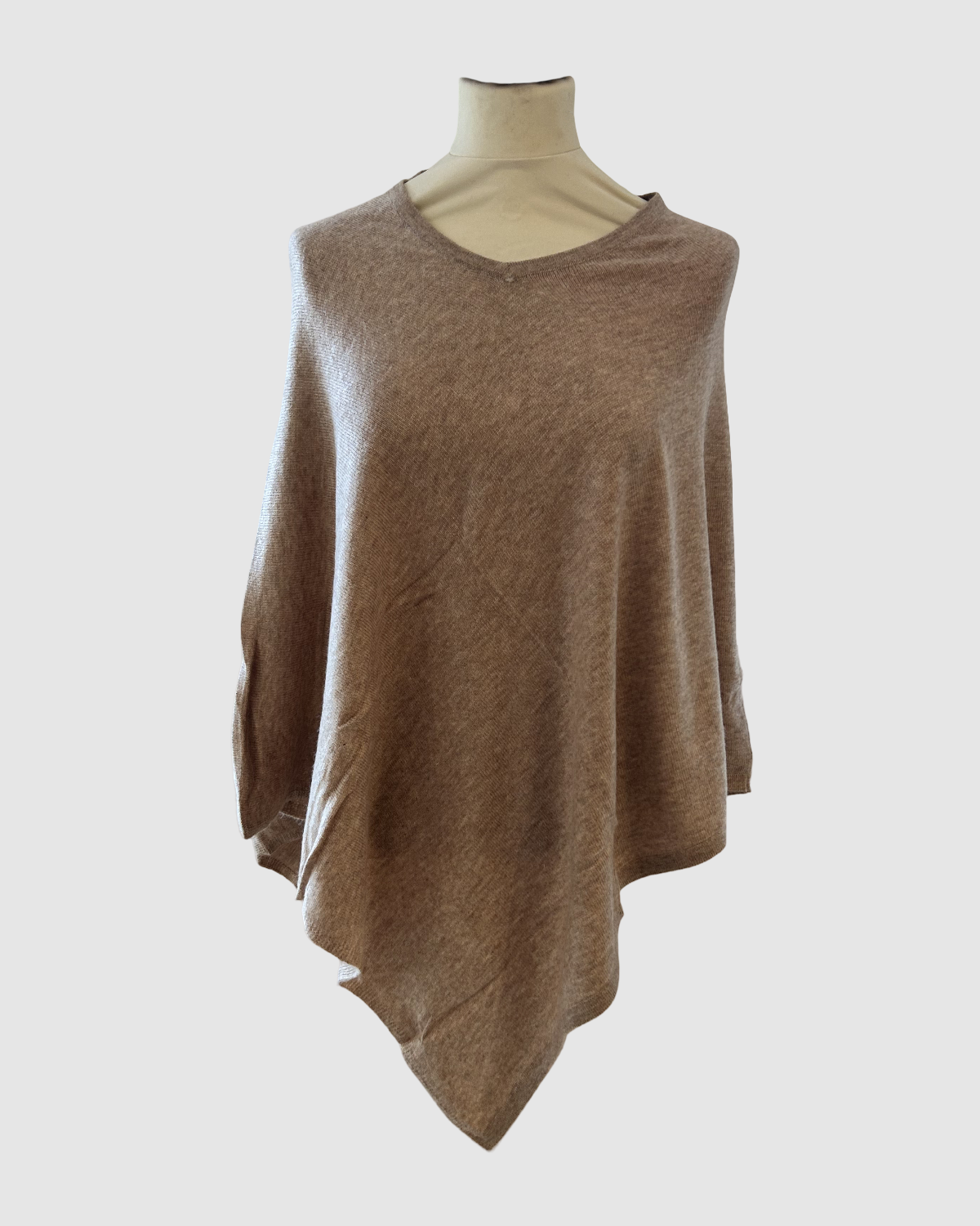 Håndvævet poncho i merinould fra Nepal