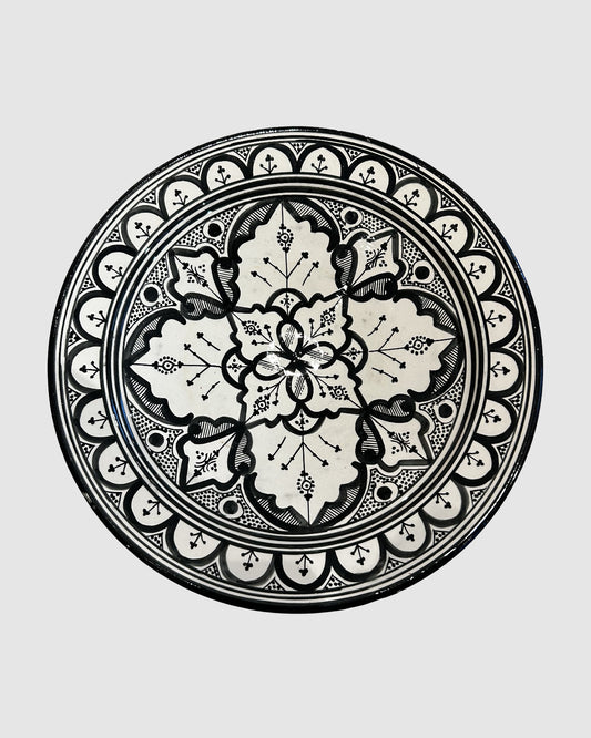 Håndlavet serveringsfad fra Marokko - 42 cm sort