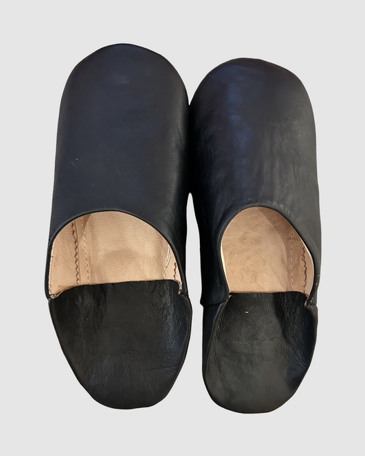 Bløde, håndlavede sutsko i læder fra Marokko – komfort og bæredygtighed i ét. sort str. 40