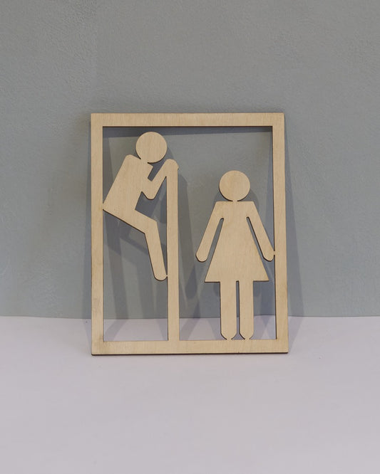 WC skilt af genanvendt træ