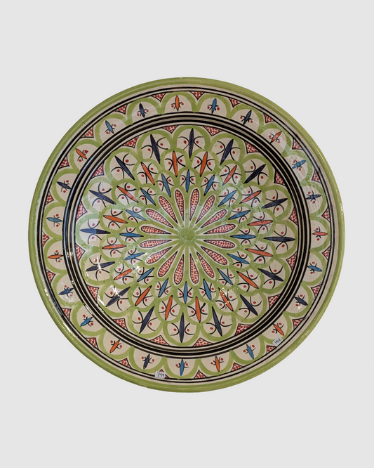 Håndlavet serveringsfad fra Marokko - 42 cm lysegrøn