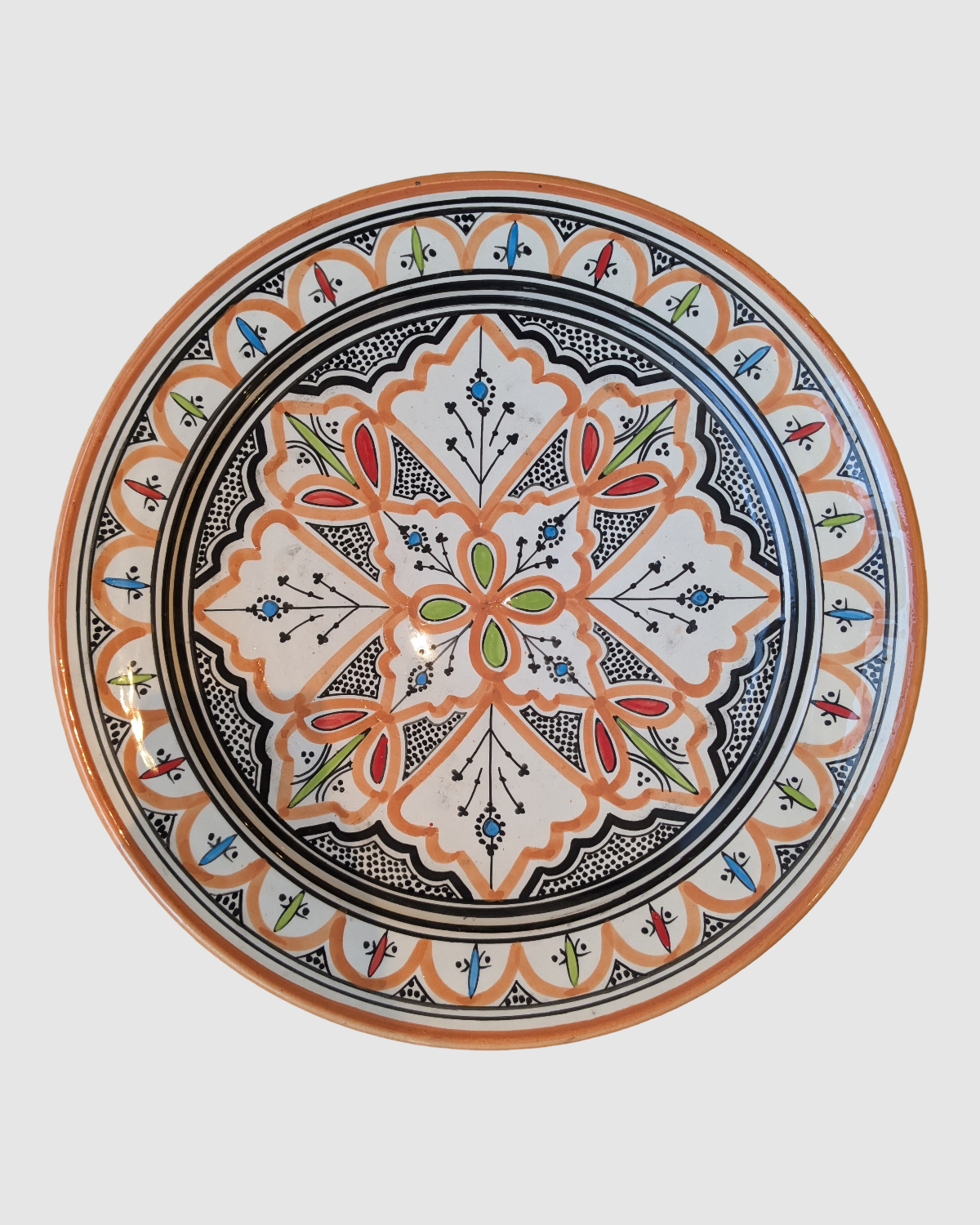 Håndlavet serveringsfad fra Marokko - 42 cm orange