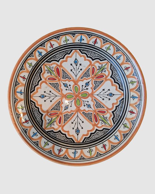 Håndlavet serveringsfad fra Marokko - 42 cm orange
