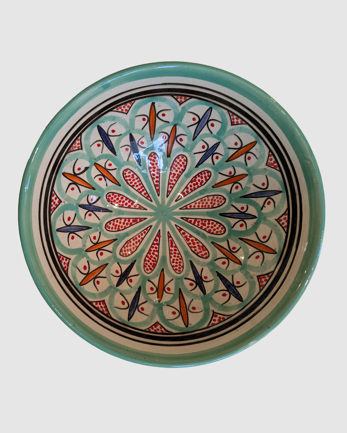 Håndlavet salat skål  i mint - marokkansk keramik