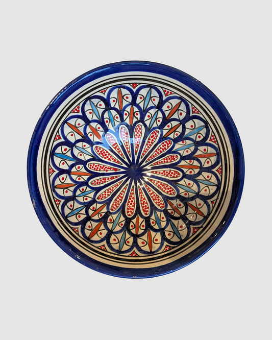 Håndlavet salat skål i oceanblå- marokkansk keramik - Green Living