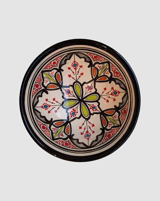 Håndlavet salat skål i sort/rød- marokkansk keramik - Green Living