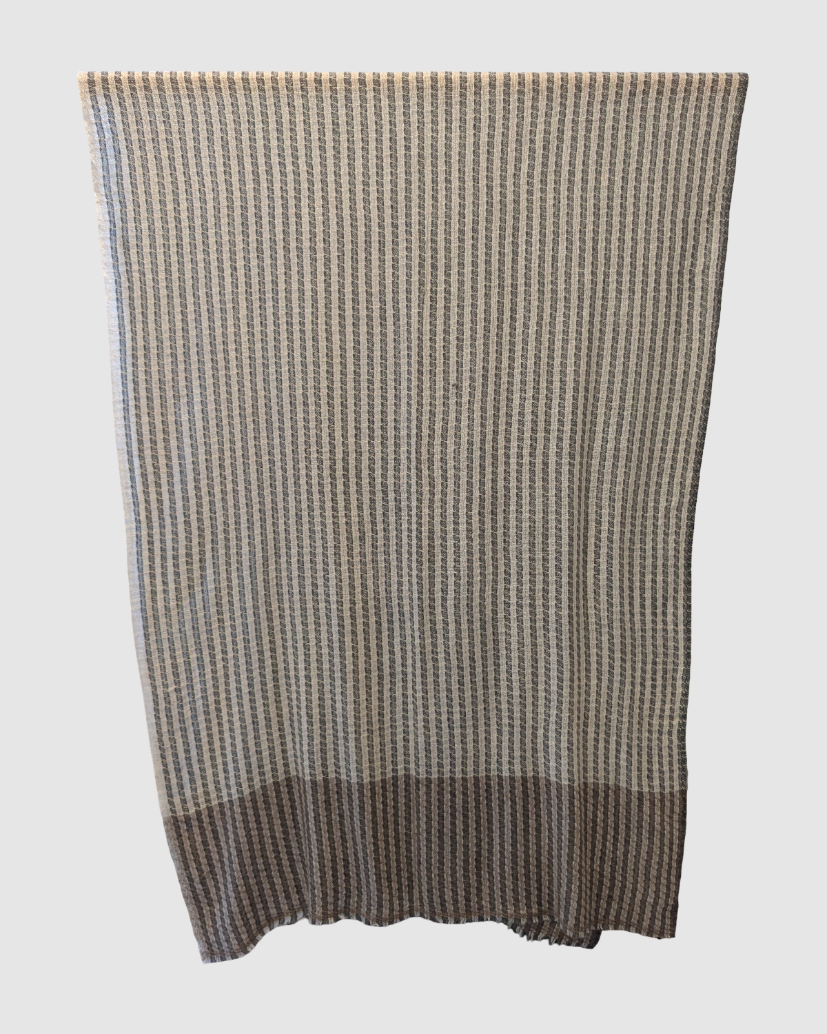 Håndvævede tørklæde fra Nepal i kashmir uld - stribet lysegrå/askegrå