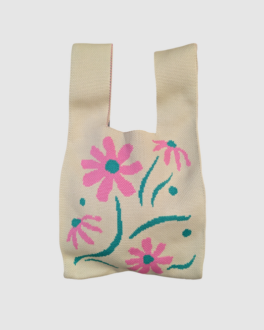 Tote bag fra Sydkorea - Sand med lyserøde blomster