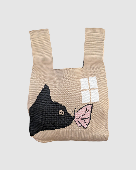 Tote bag fra Sydkorea - Beige med kat