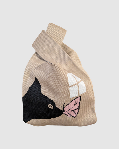 Tote bag fra Sydkorea - Beige med kat