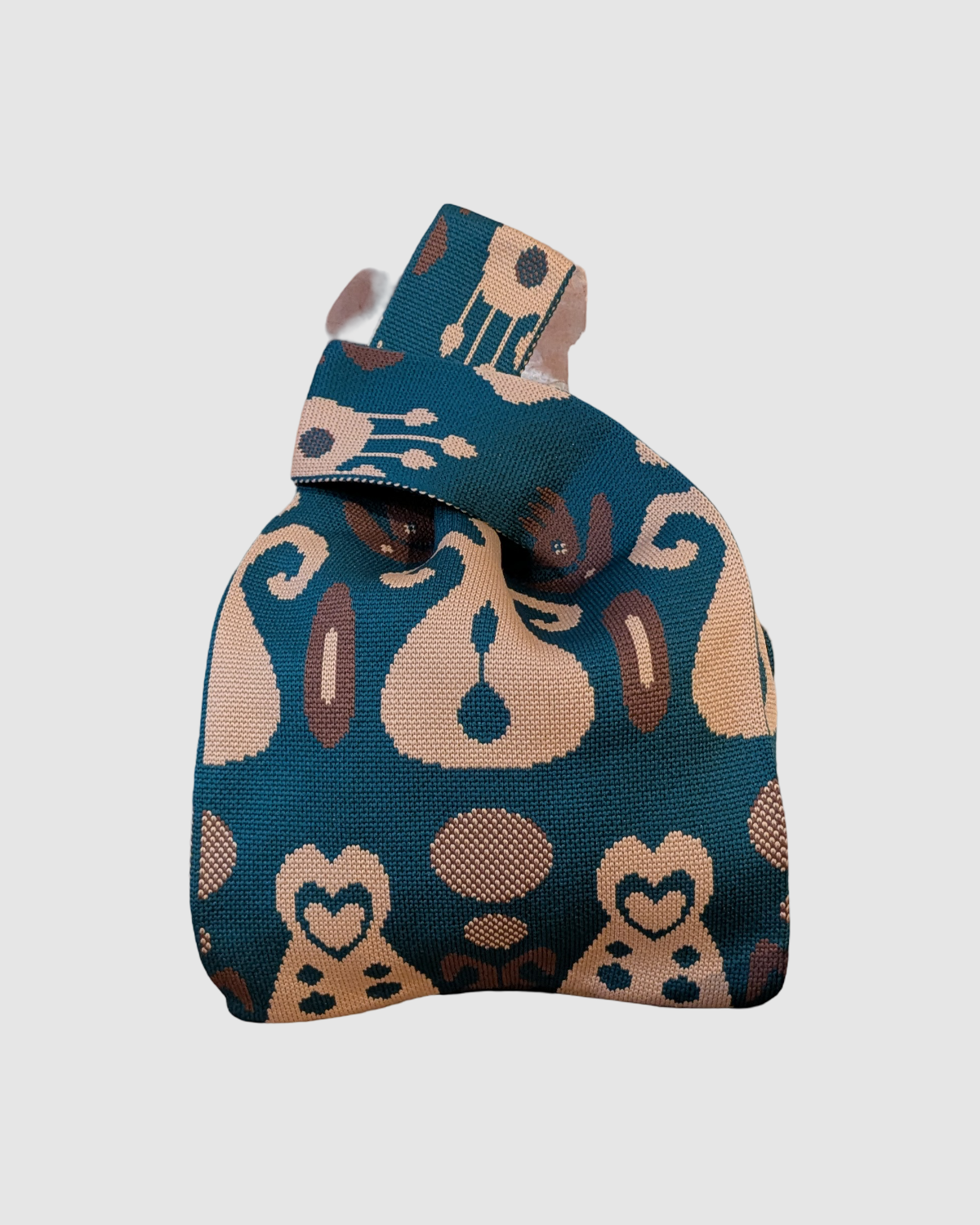 Tote bag fra Sydkorea - Petroleum med beige mønster