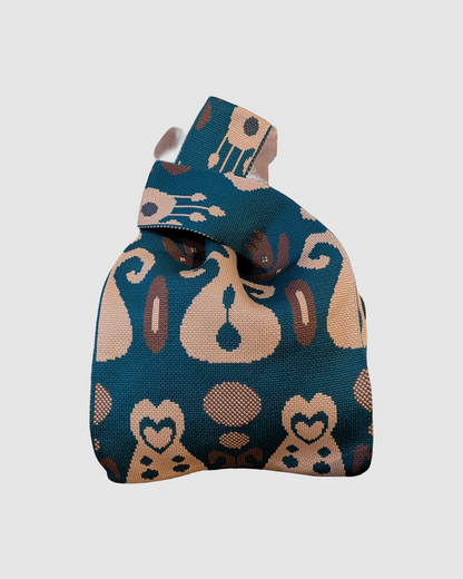 Tote bag fra Sydkorea - Petroleum med beige mønster