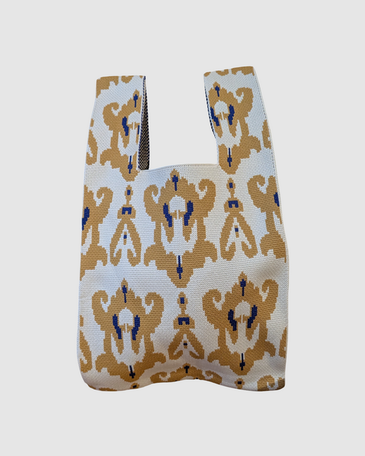 Tote bag fra Sydkorea - Sand med sennepsgult mønster