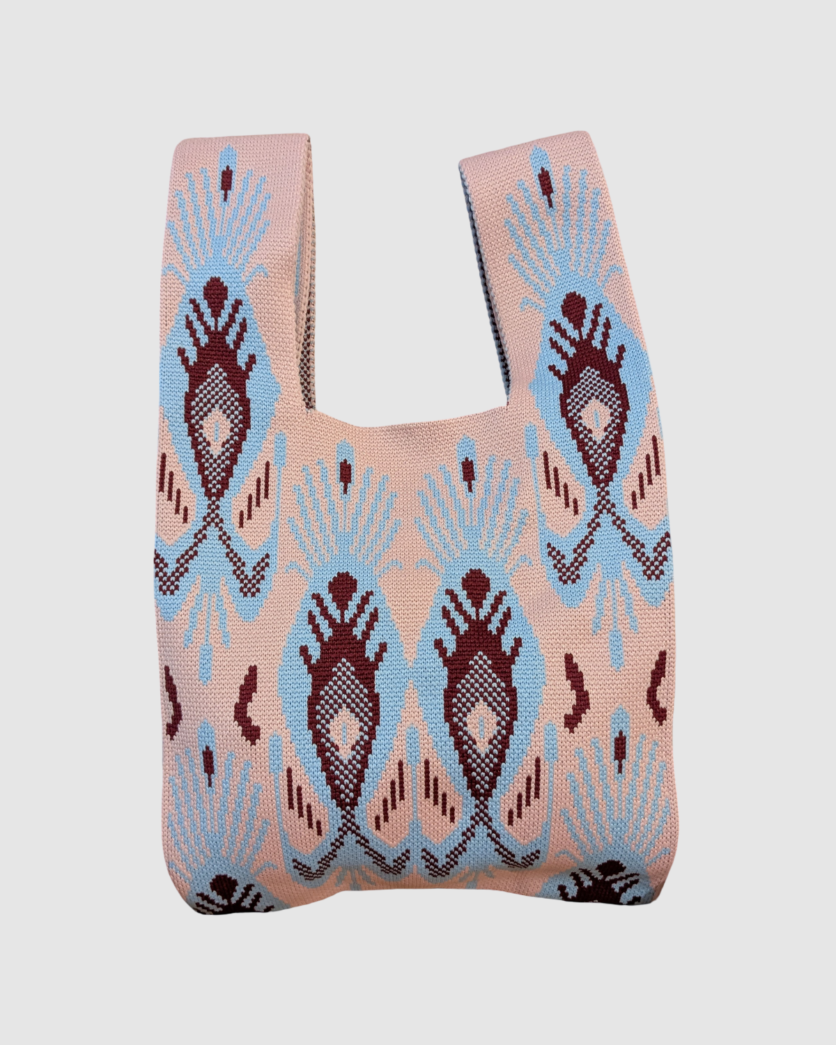 Tote bag fra Sydkorea - Lyserød med blåt mønster
